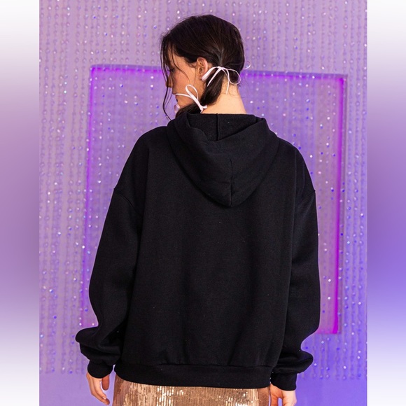 Rainbow Sequin Letter Patch Hoodie Top - Picture 4 of 6